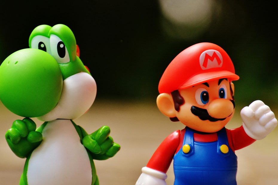 Popular Nintendo characters Yoshi and Mario.